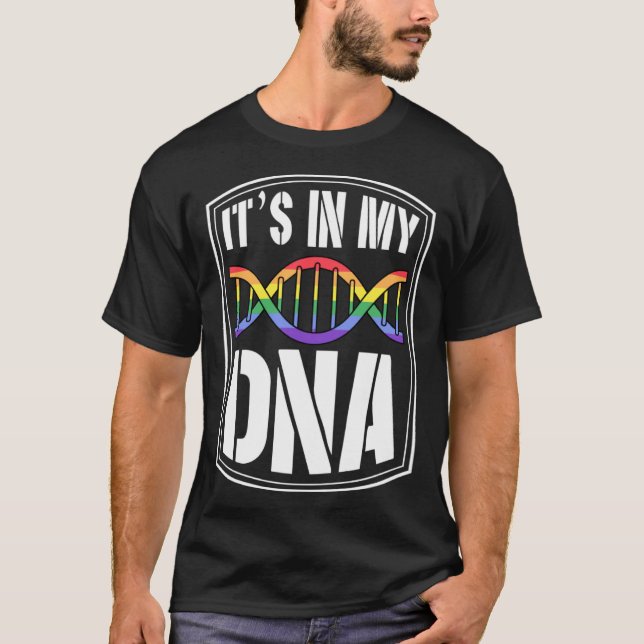 Camiseta Está en mi ADN Bandera del Orgullo Gay LGBTQ doble (Anverso)