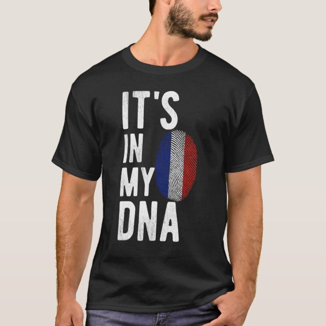 Camiseta ESTÁ EN MI ADN Bandera Francesa Hombres Orgullo Mu (Anverso)
