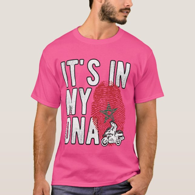 Camiseta Está en mi ADN Bandera marroquí motocicleta (Anverso)