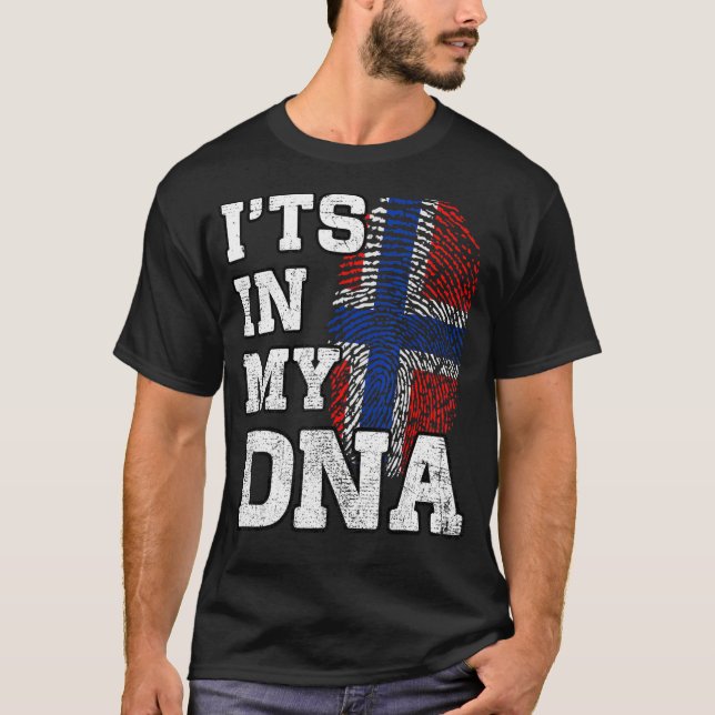 Camiseta Está en mi ADN Huella digital noruega Orgullosa No (Anverso)