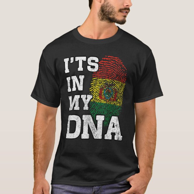 Camiseta Está en mi ADN la huella digital boliviana Orgullo (Anverso)