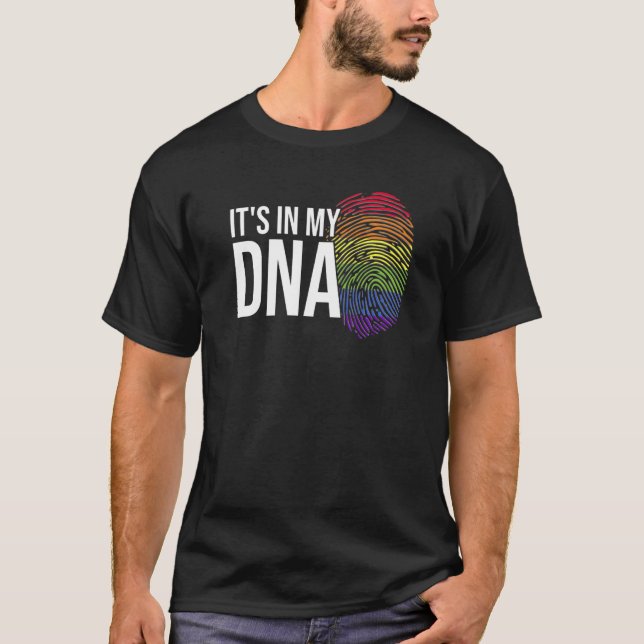 Camiseta Está en mi ADN LGBTQ Huella digital Gay Pride Mes  (Anverso)