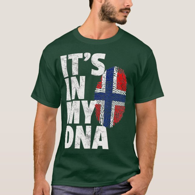 Camiseta ESTÁ EN MI ADN Noruega Bandera Hombres Orgullo (Anverso)