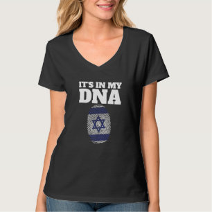 Camiseta Está en mi Dna Israel Bandera Huellas Hebreas Jewi