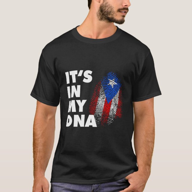 Camiseta Está En Mi Dna Puerto Rico La Impresión Del Dedo B (Anverso)
