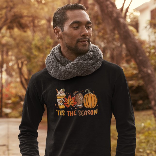 Camiseta Esta es la caída de la Calabaza de Fútbol de tempo (Tis the Season Football Pumpkin Fall T-Shirt)