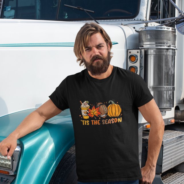 Camiseta Esta es la caída de la Calabaza de Fútbol de tempo (Tis the Season Football Pumpkin Fall T-Shirt)