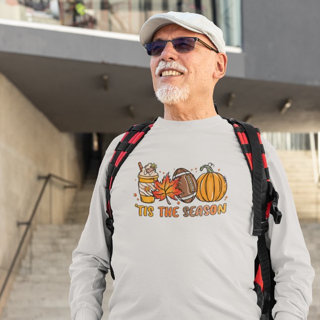 Camiseta Esta es la caída de la Calabaza de Fútbol de tempo (Tis the Season Football Pumpkin Fall T-Shirt)