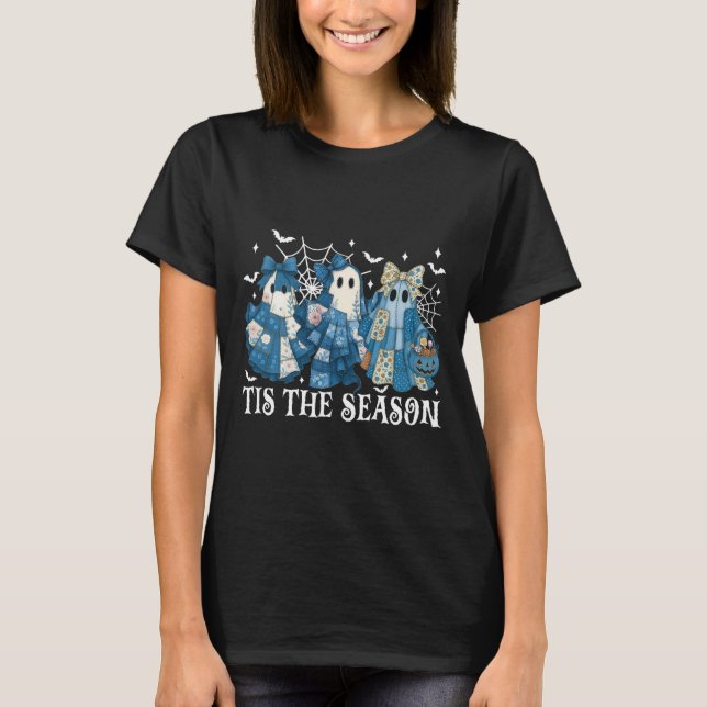 Camiseta Esta Es La Temporada Azul Patchwork Ghost Pumpkin  (Anverso)