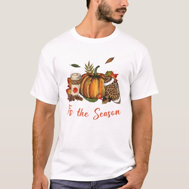 Camiseta Esta es la temporada Leopard Pumpkin Fall Autum (Anverso)