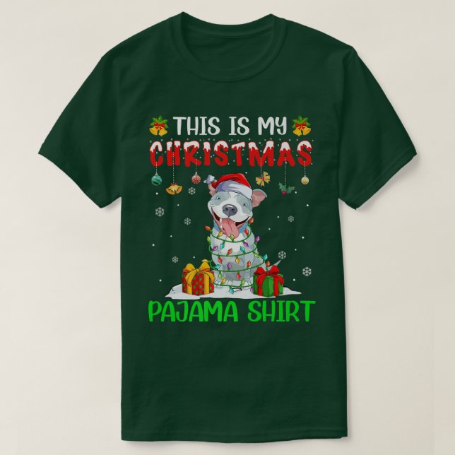 Camiseta Esta es la vida de mi Navidad Pajama Pitbull (Diseño del anverso)