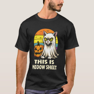 Camiseta Esta es Meoow Sheet Groovy Ghost Cat Halloween Mem