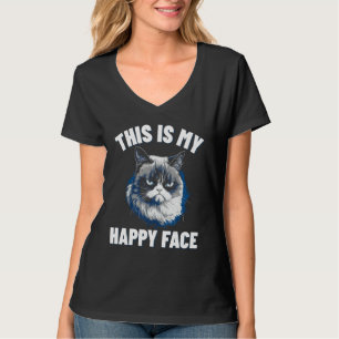 Camiseta Esta Es Mi Cara Feliz - Gato Gracioso Con Cara Gru
