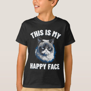 Camiseta Esta Es Mi Cara Feliz - Gato Gracioso Con Cara Gru