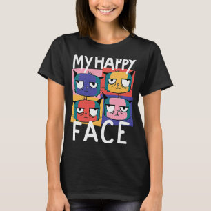 Camiseta Esta es mi cara feliz Meaw Retro Pop Cuten Kitten