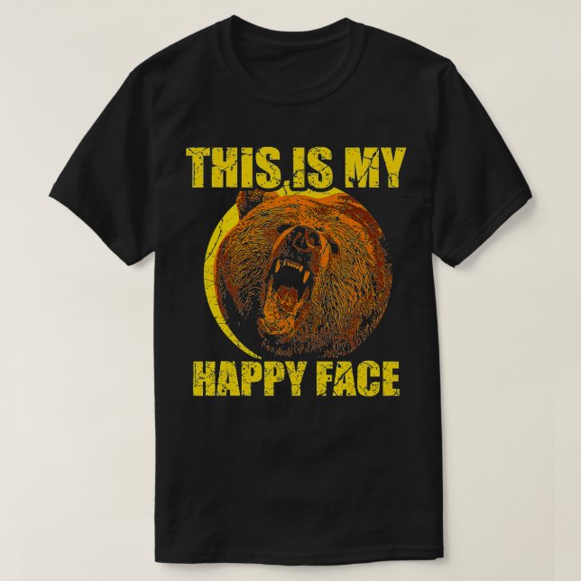 Camiseta Esta es mi cara feliz oso graciosa Grizzly (Diseño del anverso)