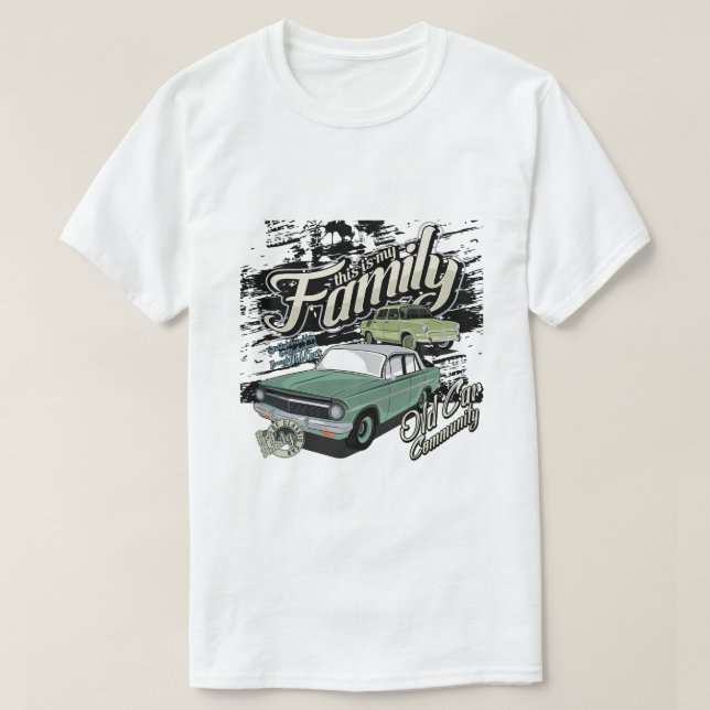 Camiseta Esta es mi familia de autos viejos (Diseño del anverso)