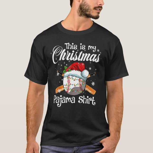 Camiseta Esta es mi familia de beisbol Pajama Xmas M (Anverso)