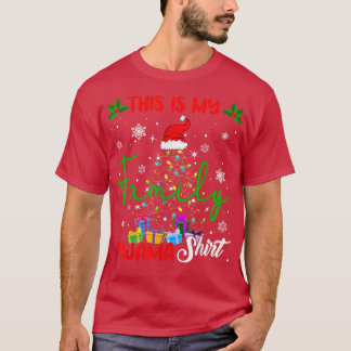 Camiseta Esta es mi familia Pajama Xmas Tree Light Santa H