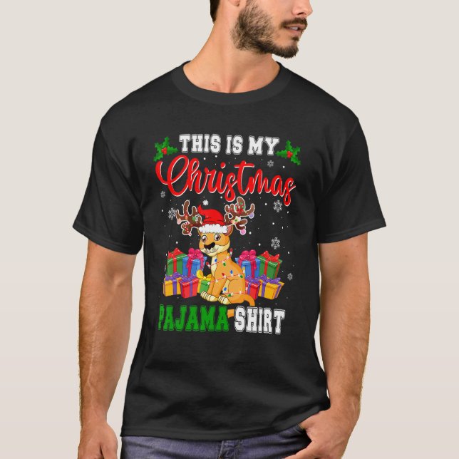 Camiseta Esta es mi Navidad Pajama Santa Reindeer Cougar (Anverso)