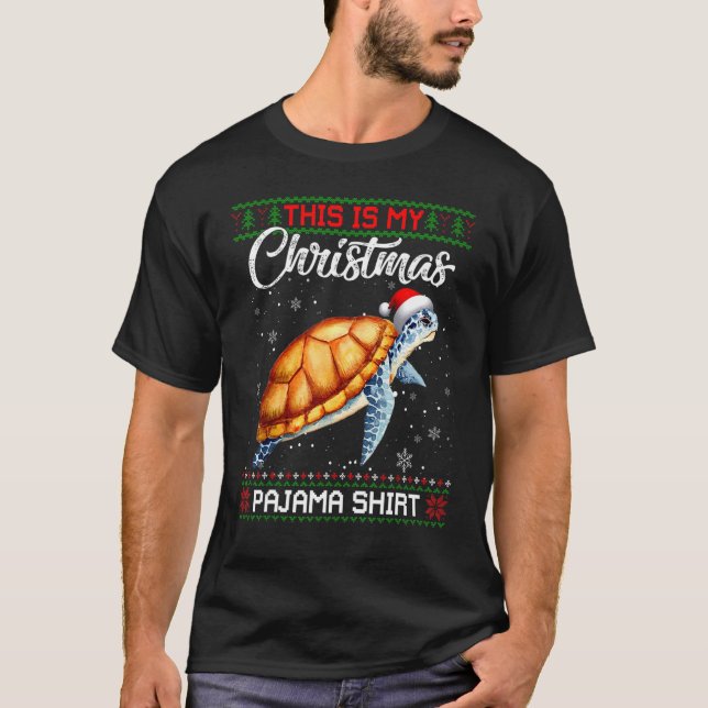 Camiseta Esta es mi Navidad Pajama Turtle Santa Ugly Xmas (Anverso)