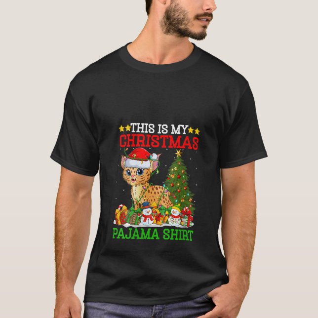 Camiseta Esta es mi Navidad Pajamas Lights Bobcat Christm (Anverso)