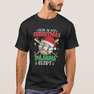 Camiseta Esta es mi vida de Navidades Pajama Baseball Santa