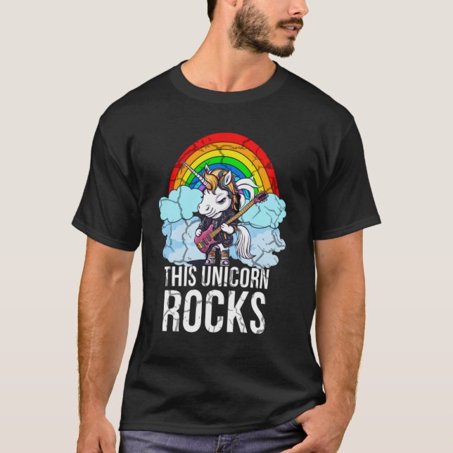 Camiseta Esta guitarra unicornio roca (Anverso)