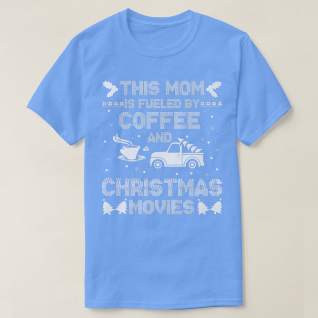 Camiseta Esta Mamá Está Alimentada Por El Café Y La Música  (Diseño del anverso)