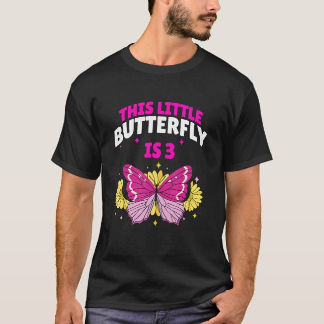 Camiseta Esta Mariposa Pequeña Tiene 3 Años Y 3 Cumpleaños  (Anverso)