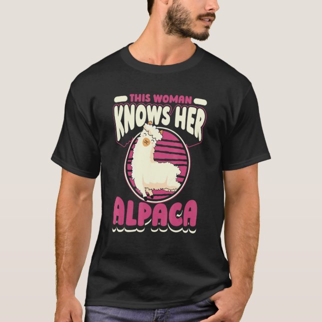 Camiseta Esta mujer conoce su Alpaca Lama Pako Huacaya Alpa (Anverso)