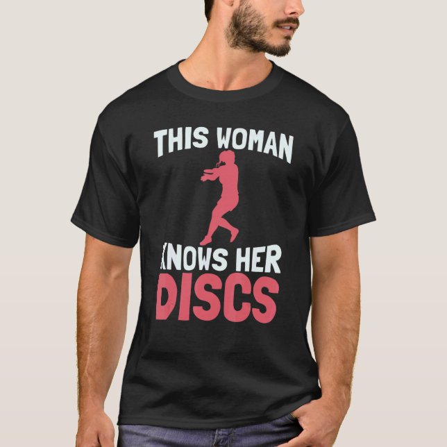 Camiseta Esta mujer conoce sus discos, Frolf Course Frisbee (Anverso)