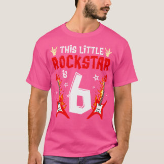 Camiseta Esta pequeña estrella de rock cumple 6 años con gu