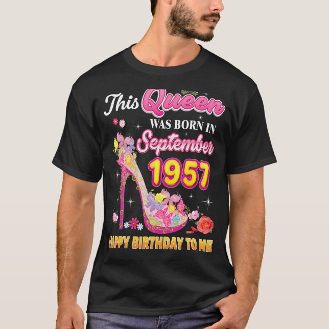 Camiseta Esta Reina Nació En Septiembre De 1957 Feliz Nacim (Anverso)