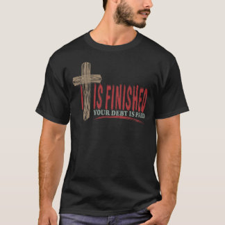 Camiseta Está Terminado Cruz Cristiana Abstracta de Grano d