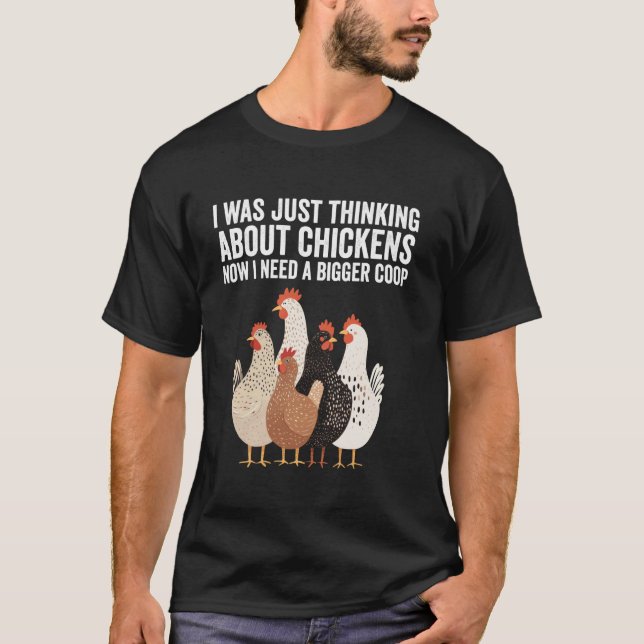 Camiseta Estaba pensando en pollos Pollo divertido F (Anverso)