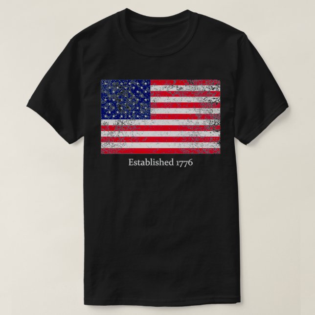 Camiseta Establecido 1776 USA 4 de julio de 2014 Bandera de (Diseño del anverso)