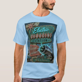 Camiseta Estación de carga de coches eléctricos retro futur