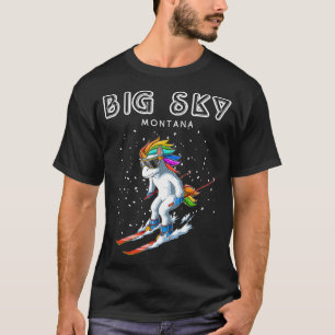 Camiseta Estación de esquí Montana Big Sky Unicorn Retro 