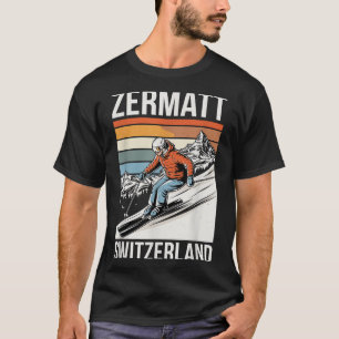 Camiseta Estación de esquí Retro Zermatt Suiza, divertido e