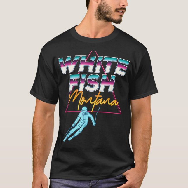 Camiseta Estación de esquí Whitefish Montana Usa 1980 Retro (Anverso)