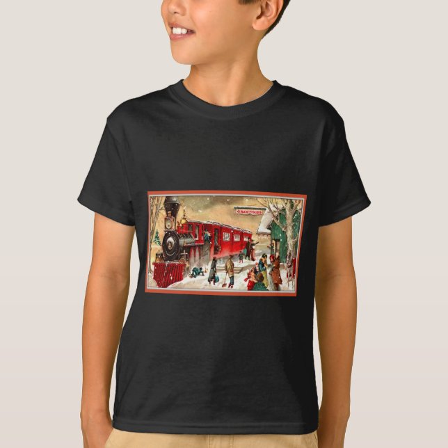 Camiseta Estación de tren del día de fiesta del navidad del (Anverso)