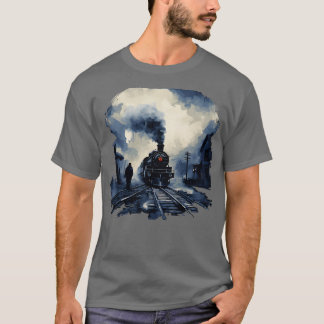Camiseta Estación ferroviaria de locomotora de vapor