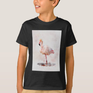Camiseta Estacionamiento de flamencos rosados - acuarela - 