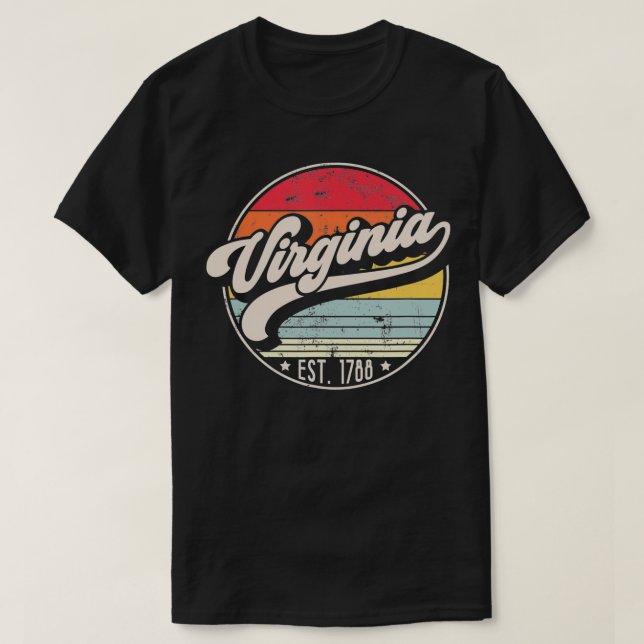 Camiseta Estadio Retro Virginia Home State VA Guay 70s Styl (Diseño del anverso)