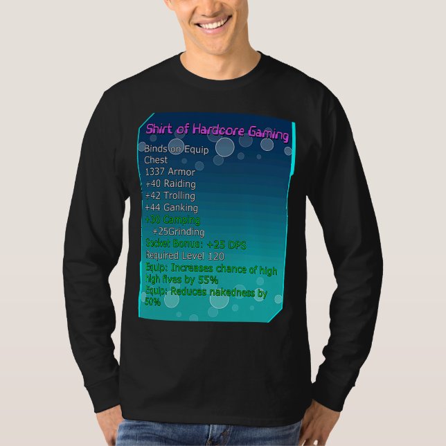 Camiseta Estadísticas de juego épicas y hardcore (Anverso)