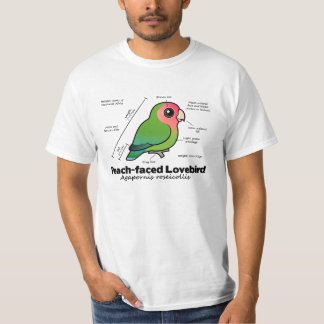 Camiseta estadísticas Melocotón-hechas frente del Lovebird