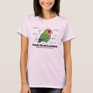 Camiseta estadísticas Melocotón-hechas frente del Lovebird