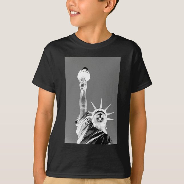 Camiseta Estado blanco y negro de la libertad Nueva York (Anverso)