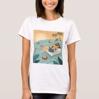 Camiseta Estado de ánimo de cambiador de página tropical